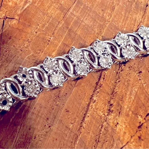 1.02CTW DIAMOND 💎 & Sterling Silver Tennis 🎾 Bracelet ✅GUARENTEED 💯AUTHENTIC - Picture 6 of 11